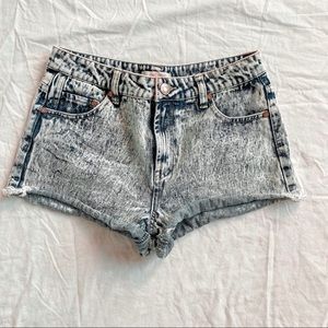 Acid wash denim shorts